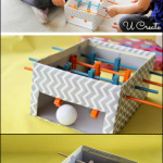DIY Mini Foosball Table with Shoebox for Kids