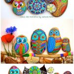 Painted owl rocks Art