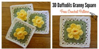 Free 3D Daffodils Granny Square Crochet Pattern