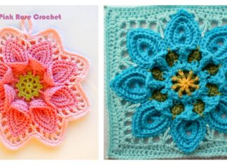 Calla Lily Flower Afghan Block Free Crochet Pattern