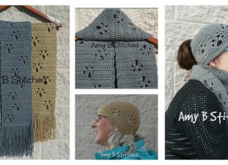 Paw Prints Scarf and Beanie Free Crochet Pattern