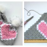 Heart C2C Hat Free Crochet Pattern