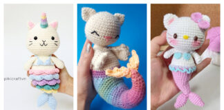 8 Purrmaid Mermaid Cat Amigurumi Crochet Patterns