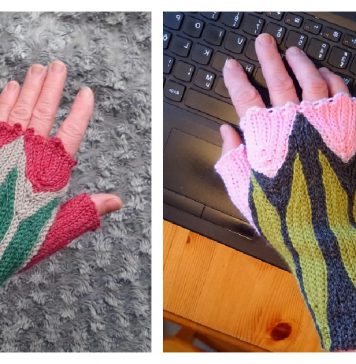 Tulips on Hands Fingerless Gloves Free Crochet Pattern