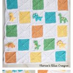 Dinosaur Granny Square Blanket Free Crochet Pattern