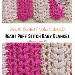 How to Crochet Heart Puff Stitch Baby Blanket Video Tutorial