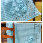 Blue Roses Baby Blanket Free Crochet Pattern