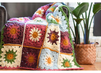 Sunny Blooms Flower Blanket Free Crochet Pattern