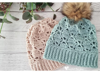 Vintage Lace Pompom Hat Free Crochet Pattern