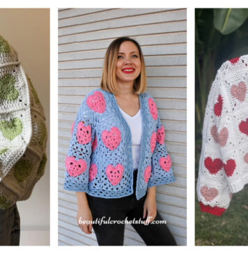 Heart Granny Square Sweater Crochet Patterns