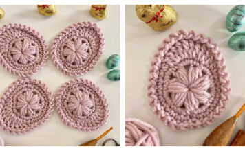 Puff Flower Easter Egg Free Crochet Pattern