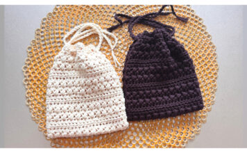 Bean Stripes Drawstring Pouch Free Crochet Pattern