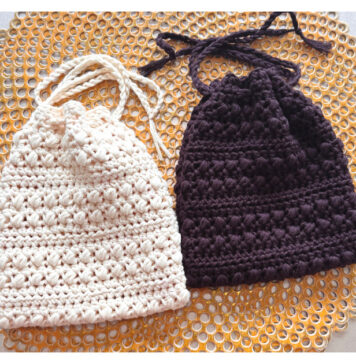 Bean Stripes Drawstring Pouch Free Crochet Pattern