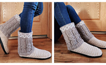 Cable Slipper Boots Free Crochet Pattern