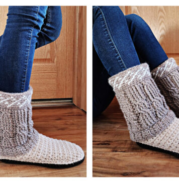 Cable Slipper Boots Free Crochet Pattern