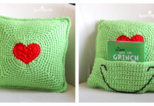 Grinch Heart Pillow Free Crochet Pattern