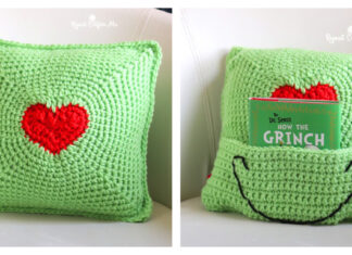 Grinch Heart Pillow Free Crochet Pattern