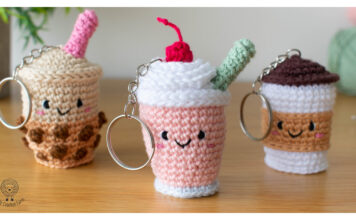 Strawberry Milkshake Amigurumi Keychain Free Crochet Pattern