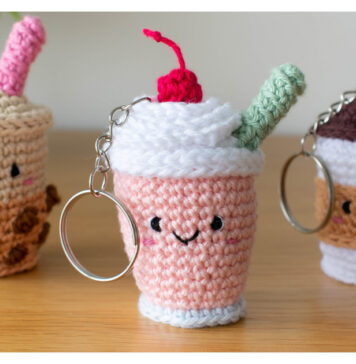 Strawberry Milkshake Amigurumi Keychain Free Crochet Pattern